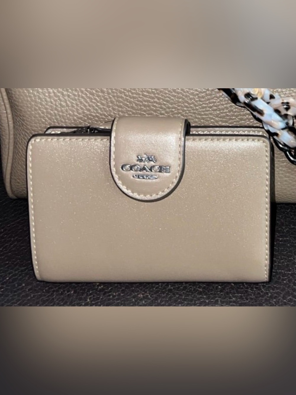 Coach Metallic Beige Leather Small Wallet